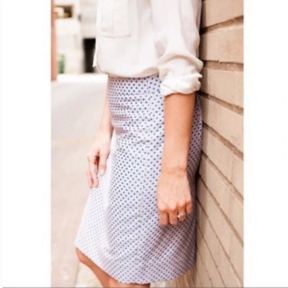 J.‎ Crew The Pencil Skirt Blue Polka Dot Skirt